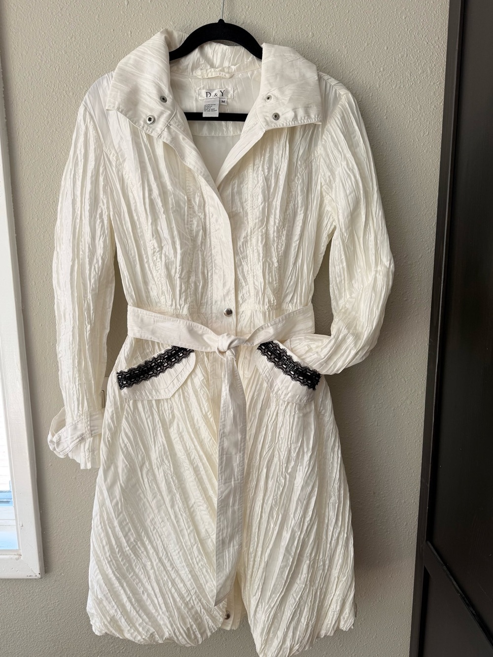 D&Y Vintage Bubble lightweight crinkle textured duster/trench-coat